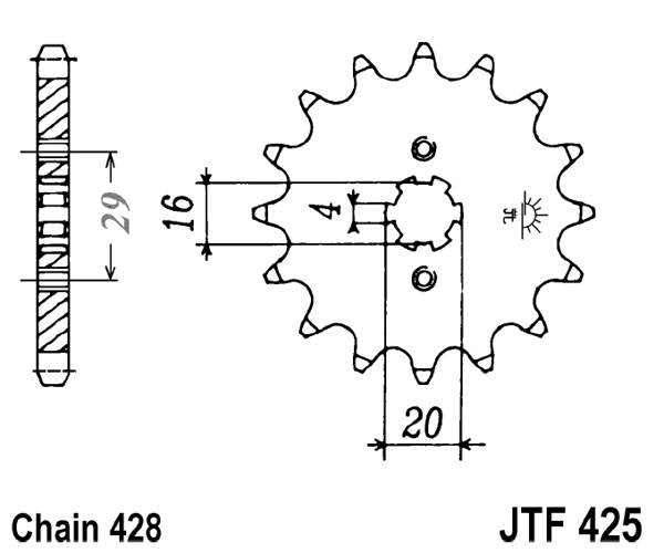 Řetězové kolečko JT JTF 425-14 14 zubů, 428